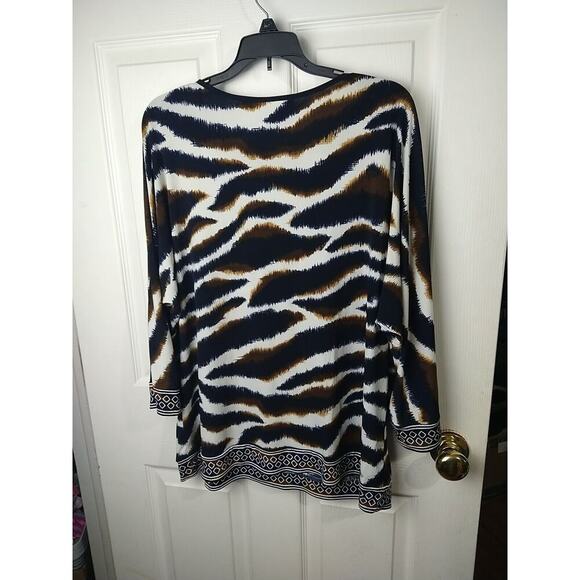 Alfred Dunner Woman M Tunic Pullover Blouse Zebra Print Long Sleeve - Picture 6 of 6